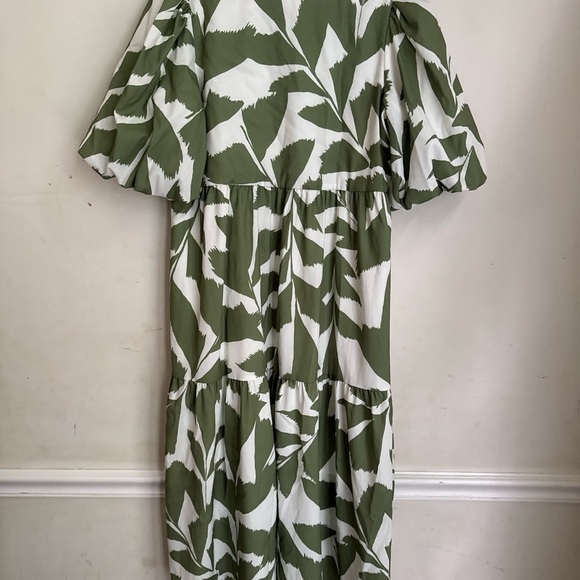 CROSBY BY MOLLIE BURCH Brawley Dress, Everglades Green/ White Leaf Print, Size S - Picture 4 of 4